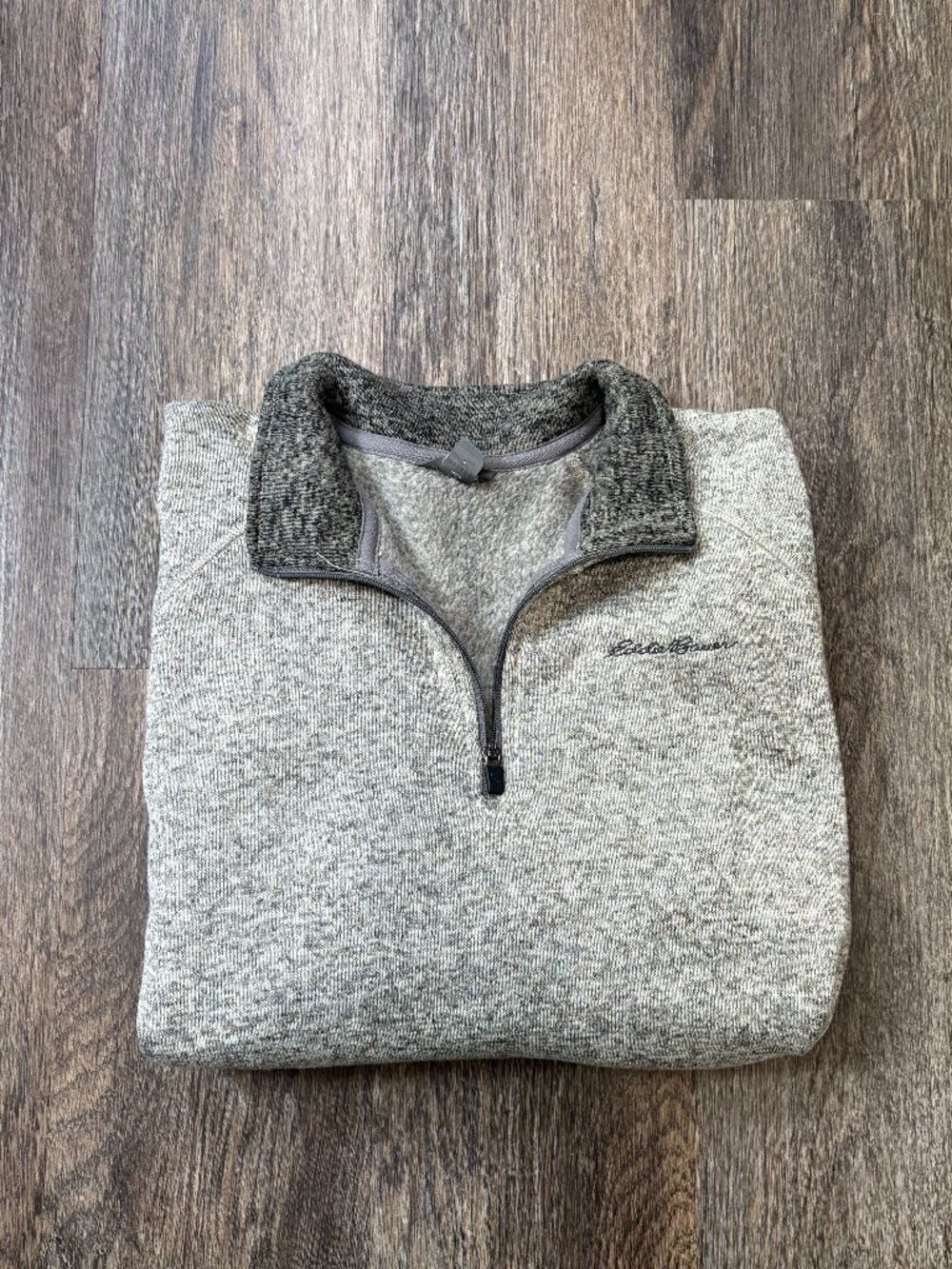 Eddie Bauer Men's Hal Zip Pullover Heather Gray Khaki sz 2XL - Picture 5 of 5